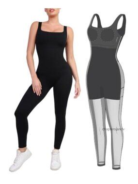 Shapewear Jumpsuit Built in Bra Tummy Control Bodycon One Piece